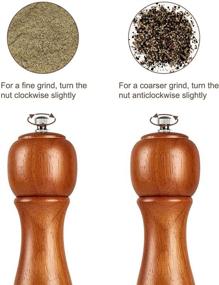 img 2 attached to 🌰 IEOVO Pepper Mill: 10" Oak Solid Wood Body Grinder with Adjustable Ceramic Mechanism - Brown