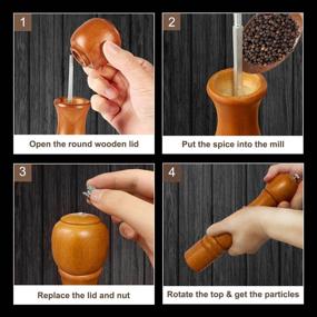 img 1 attached to 🌰 IEOVO Pepper Mill: 10" Oak Solid Wood Body Grinder with Adjustable Ceramic Mechanism - Brown