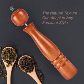 img 3 attached to 🌰 IEOVO Pepper Mill: 10" Oak Solid Wood Body Grinder with Adjustable Ceramic Mechanism - Brown