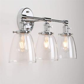 img 1 attached to Permo Vintage Industrial Antique Three-Light Wall Sconces With Oval Cone Clear Glass Shade (Chrome)