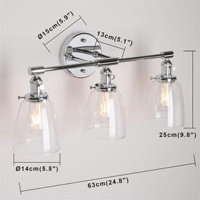 img 3 attached to Permo Vintage Industrial Antique Three-Light Wall Sconces With Oval Cone Clear Glass Shade (Chrome)