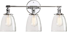 img 4 attached to Permo Vintage Industrial Antique Three-Light Wall Sconces With Oval Cone Clear Glass Shade (Chrome)