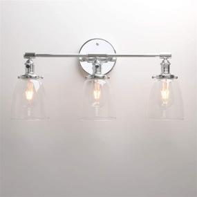 img 2 attached to Permo Vintage Industrial Antique Three-Light Wall Sconces With Oval Cone Clear Glass Shade (Chrome)