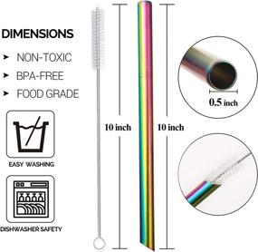 img 3 attached to 🥤 Set of 5 Reusable Stainless Steel Straws - 10" Boba and Smoothie Straws with Angled Tips, Rainbow Colors - 0.5" Wide Metal Straws for Bubble Tea, Milkshakes, Jumbo Drinks - Includes 2 Cleaning Brushes and 1 Carrying Case