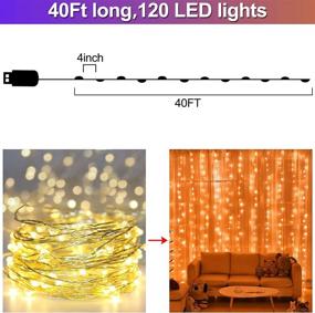 img 2 attached to 40 футов 120 LED RGB Рождественские гирлянды: Пульт с таймером, 16 цветов, питание через USB, водонепроницаемые светильники-феерии для спальни, свадьбы, вечеринки, домашнего украшения на Рождество.