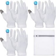 3 pairs touchscreen moisturizing gloves: ultra-soft white gloves for dry hands, overnight repair, cosmetic spa gloves – men & women logo