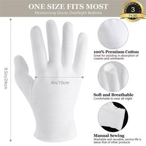 img 3 attached to 3 Pairs Touchscreen Moisturizing Gloves: Ultra-Soft White Gloves for Dry Hands, Overnight Repair, Cosmetic SPA Gloves – Men & Women