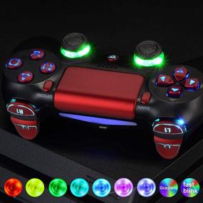 img 1 attached to 🎮 Enhance Your Gaming Experience with eXtremeRate Multi-Color LED Kit for PS4 Slim Pro Controller - Scarlet Red Classical Symbols Buttons DTFS (DTF 2.0)