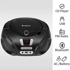 img 3 attached to Переносной CD-бумбокс: радиоприемник CD-плеер G Keni с Bluetooth, воспроизведением музыки через USB, AUX-входом и улучшенным басом - черный
