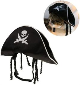 img 2 attached to 🏴 Amosfun Pirate Hat for Pets - Dog Cat Captain Cap Halloween Pirate Cosplay Costume - Ideal for Halloween Party Dress Up - Costume Accessories Included