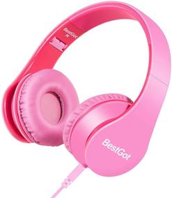 img 4 attached to BestGot Girls Headphones For Kids Girls Adult With Microphone Volume Control Foldable Headset With 3