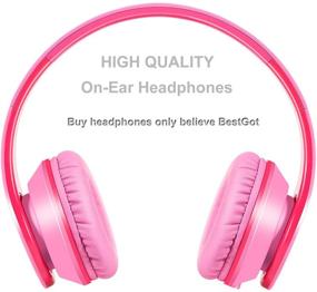 img 1 attached to BestGot Girls Headphones For Kids Girls Adult With Microphone Volume Control Foldable Headset With 3