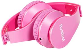 img 3 attached to BestGot Girls Headphones For Kids Girls Adult With Microphone Volume Control Foldable Headset With 3