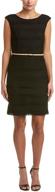 stylishly elegant: ellen tracy women's solid black crochet dress with self belt logo