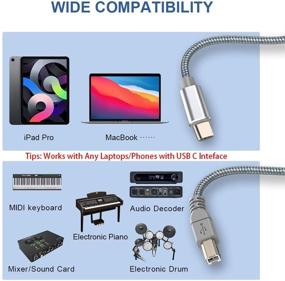 img 2 attached to MIDI-кабель для iPad Pro - USB C к USB B OTG-кабель для MacBook / iPad Pro / Samsung / Google / ноутбуков - Совместим с электронным музыкальным инструментом / пианино / MIDI-клавиатурой / аудиоинтерфейсом для записи