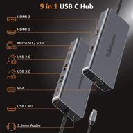 💻 ultimate usb c docking station: dual monitor hub, dual hdmi, vga, pd 3.0, usb 3.0, 9 in 1 laptop dock, compatible with dell/hp/usb c windows laptops (not for mac) logo