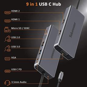 img 4 attached to 💻 Ultimate USB C Docking Station: Dual Monitor Hub, Dual HDMI, VGA, PD 3.0, USB 3.0, 9 in 1 Laptop Dock, Compatible with Dell/HP/USB C Windows Laptops (NOT for MAC)