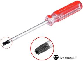 img 3 attached to 🔧 uxcell отвертка Torx T30 Security Magnetic Star: вал CR-V 4", рукоятка прозрачно-красного цвета