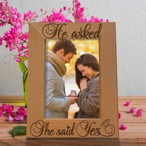 img 1 attached to 🖼️ Kate Posh - He Asked, She Said Yes Engraved Natural Wood Picture Frame (5x7-Vertical)