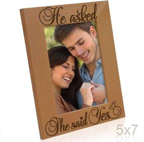 img 2 attached to 🖼️ Kate Posh - He Asked, She Said Yes Engraved Natural Wood Picture Frame (5x7-Vertical)