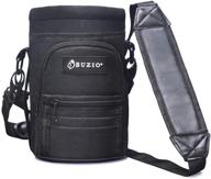 🧳 water bottle holder carrying pouch for 40oz-64oz bottles - carry, protect, and insulate your flask with a military grade carrier featuring adjustable padded shoulder strap - buzio logo