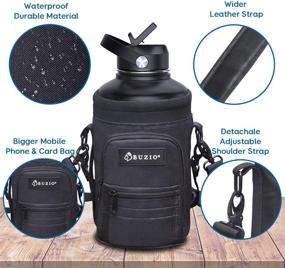 img 2 attached to 🧳 Water Bottle Holder Carrying Pouch for 40oz-64oz Bottles - Carry, Protect, and Insulate Your Flask with a Military Grade Carrier featuring Adjustable Padded Shoulder Strap - BUZIO