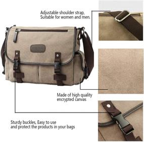 img 2 attached to 👜 Large Vintage Canvas Messenger Bag: Perfect Shoulder Bag for Women and Men, Ideal for Books, Laptops, and School