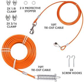 img 3 attached to EXPAWLORER Dog Run Cable - Heavy Duty Tie Out Cable for Camping Yard, 75FT Steel Wire with 10FT Runner, 125lbs Capacity, Pet Training Leash Set