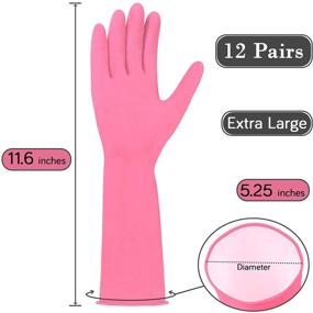 img 3 attached to 🧤 11.6 Inches Rubber Dishwashing Gloves - Pink Flock Lined, Heavy Duty for Effective Cleaning