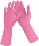 🧤 11.6 inches rubber dishwashing gloves - pink flock lined, heavy duty for effective cleaning logo