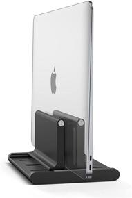 img 4 attached to 🖥️ Maximize Desk Space with Xuenair Vertical Laptop Stand Organizer - Adjustable MacBook Holder for MacBook, Phone, iPad, Surface, Samsung, HP, and Gaming Laptops (A-Black)