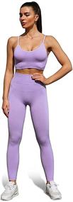 img 3 attached to 🧘 Yoga Outfits for Women: 2-Piece Set, Workout Tracksuits with Sports Bra and High Waist Legging, Active Wear Athletic Clothing Set