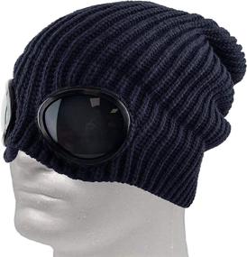 img 3 attached to 🧢 KBETHOS Ribbed Knit Cuffed Winter Ski Hat Skull Cap with Goggle Lens for Sunglass Protection