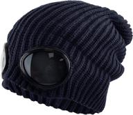 🧢 kbethos ribbed knit cuffed winter ski hat skull cap with goggle lens for sunglass protection логотип