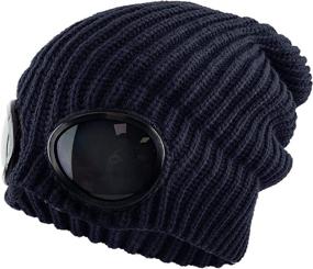 img 4 attached to 🧢 KBETHOS Ribbed Knit Cuffed Winter Ski Hat Skull Cap with Goggle Lens for Sunglass Protection