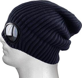 img 2 attached to 🧢 KBETHOS Ribbed Knit Cuffed Winter Ski Hat Skull Cap with Goggle Lens for Sunglass Protection