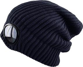 img 1 attached to 🧢 KBETHOS Ribbed Knit Cuffed Winter Ski Hat Skull Cap with Goggle Lens for Sunglass Protection