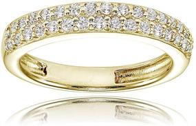 img 3 attached to Sophisticated Shine: Hoops & Loops Sterling Silver 2-Row Round-Cut CZ Eternity Band Ring