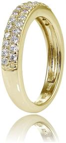 img 2 attached to Sophisticated Shine: Hoops & Loops Sterling Silver 2-Row Round-Cut CZ Eternity Band Ring