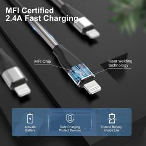 img 3 attached to 🔌 2-пакета кабелей Apple MFi сертифицированный Lightning 3 фута, кабель для зарядки iPhone 3 фута с защитой пружиной для iPhone 12/11/11Pro/11Max/X/XS/XR/XS Max/8/7/6 - Серебро.