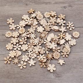 img 1 attached to SUPVOX Pack of 100 Wood Discs Slices - Flower Shaped Unfinished Wooden Cutouts for DIY Crafting and Decorations