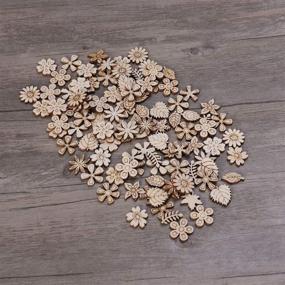 img 2 attached to SUPVOX Pack of 100 Wood Discs Slices - Flower Shaped Unfinished Wooden Cutouts for DIY Crafting and Decorations