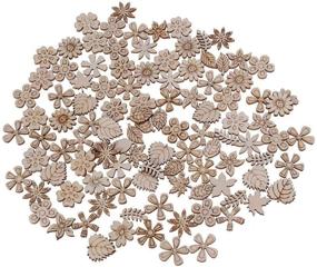 img 4 attached to SUPVOX Pack of 100 Wood Discs Slices - Flower Shaped Unfinished Wooden Cutouts for DIY Crafting and Decorations