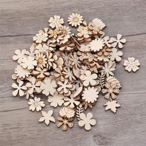 img 3 attached to SUPVOX Pack of 100 Wood Discs Slices - Flower Shaped Unfinished Wooden Cutouts for DIY Crafting and Decorations