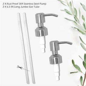img 1 attached to 🧼 2 Pack JASAI Durable 304 Rust Proof Stainless Steel Soap Dispenser Pump Replacement for Regular Mouth Bottle - Kitchen Soap Pump
