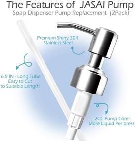 img 2 attached to 🧼 2 Pack JASAI Durable 304 Rust Proof Stainless Steel Soap Dispenser Pump Replacement for Regular Mouth Bottle - Kitchen Soap Pump