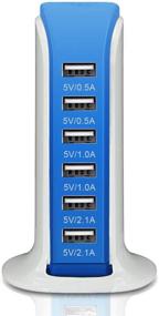 img 3 attached to Синий 6-портовый USB настенное зарядное устройство: Быстрая 🔌 настольная зарядная станция для планшетов, смартфонов и других устройств