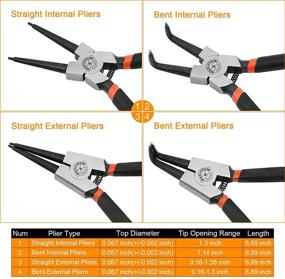 img 2 attached to 💡 Эффективный набор стопорных кольцевых плоскогубцев SOLUDE из 4 штук: 7-дюймовые внутренние/внешние плоскогубцы для кольцев с прямым/изогнутым наконечником