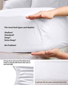 img 2 attached to 🛏️ LuxClub 6-Piece Bamboo Sheet Set - Deep Pockets 18" | Eco-Friendly, Wrinkle-Free, Machine Washable | Hotel Quality, Silky Soft Bedding - Queen Size | White