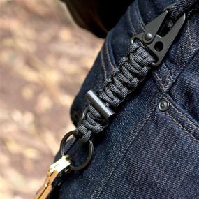 img 1 attached to 🔐 Premium Quality Black Paracord Carabiner Survival Keychain Lanyard - Military Grade Type III 7 Strand 550 Lb Test Cord - Top-Rated Outdoor Gear by Bomber and Company